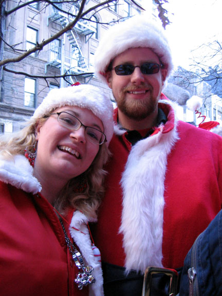 Santa Becky and Santa Harris at SantaCon NYC 2006